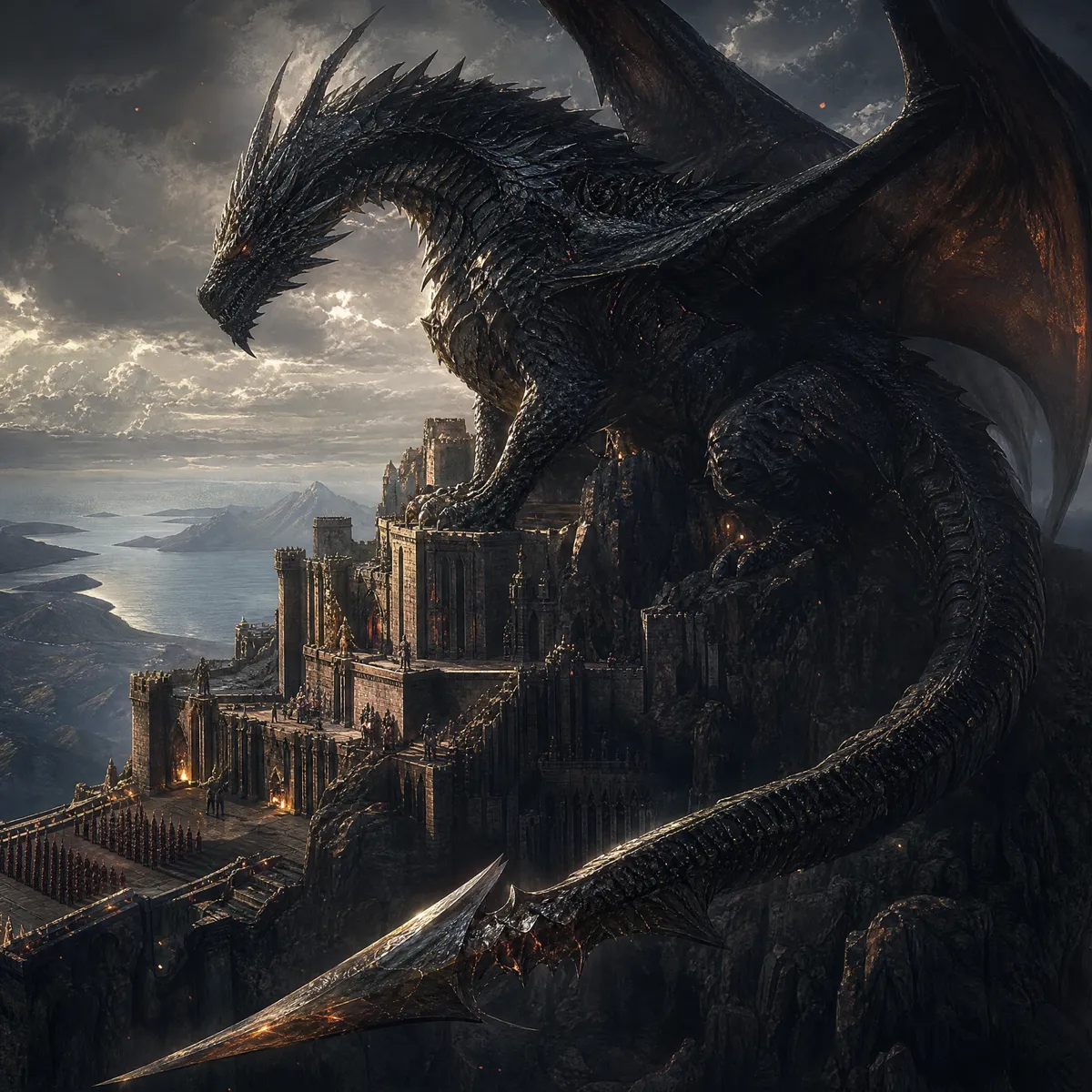 Fan-art portrait of Codagh, a black dragon
