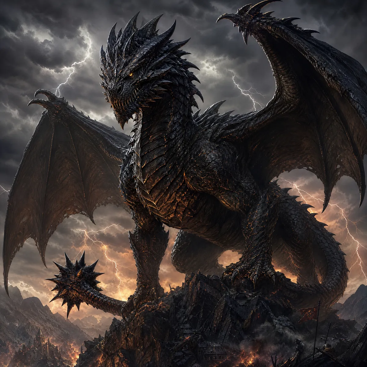 Fan-art portrait of Tairn, a black dragon